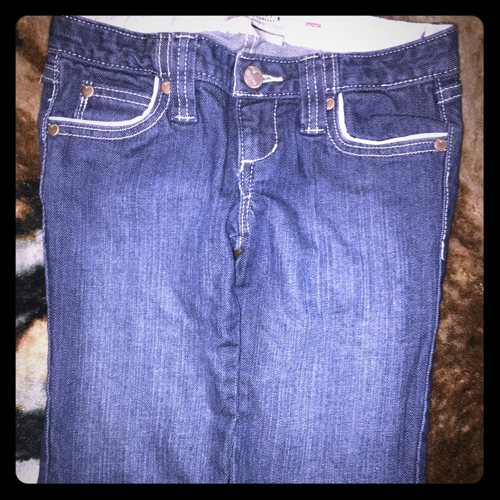 OLD NAVY Dark wash denim with white fabric accent